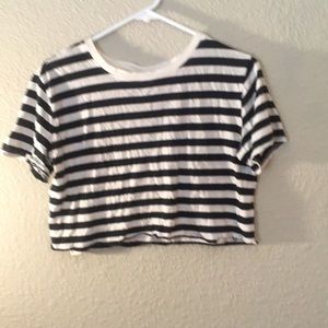 Women’s black and white striped crop top
